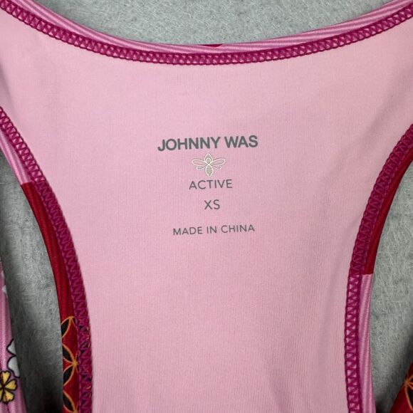 NWT Johnny Was Yama Bee Active Mesh Tank Size XS Pink Maroon Floral Athletic NEW - Picture 8 of 12